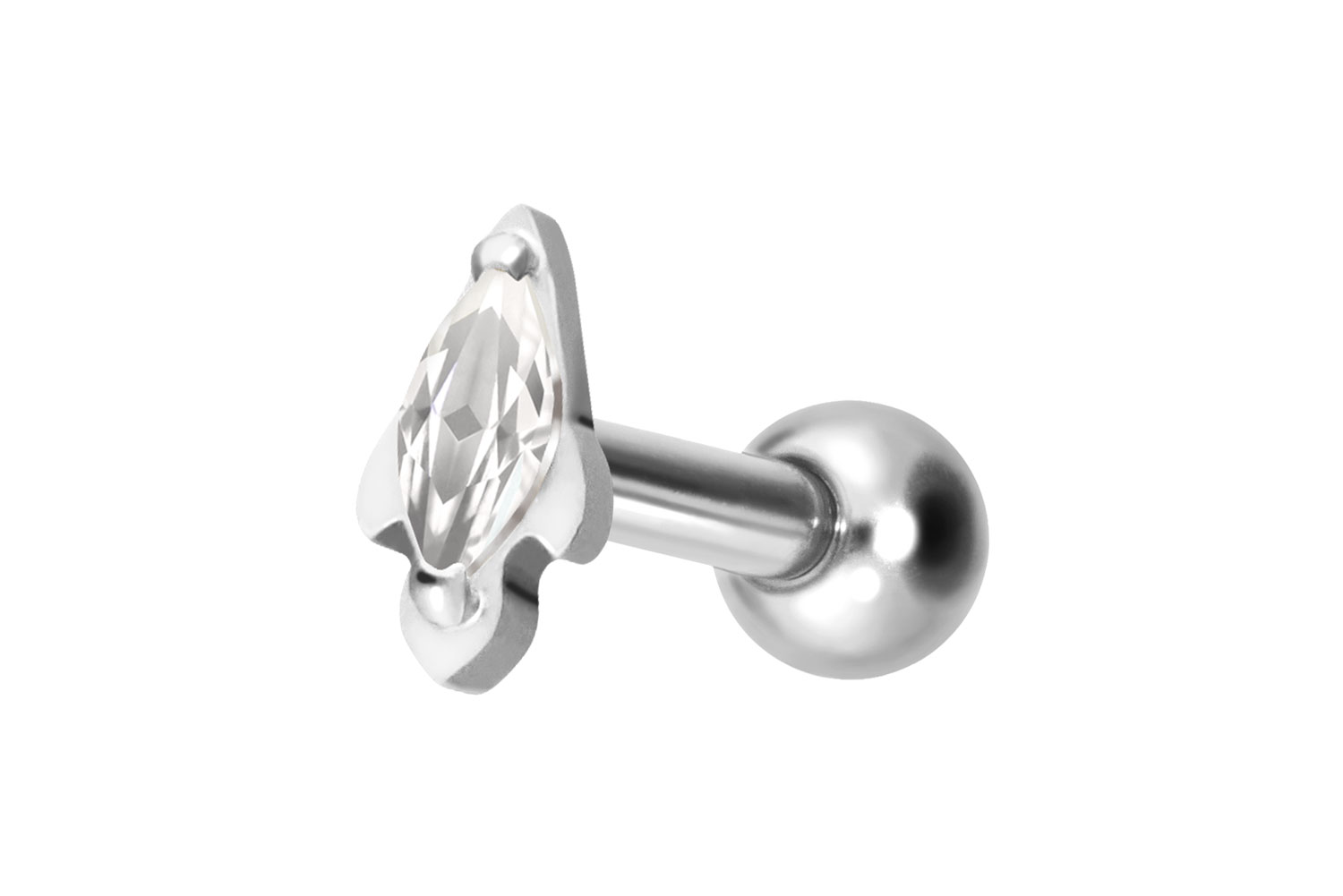 Titan Ohrpiercing mit Innengewinde KRISTALLRAKETE